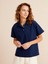 Kadın Lacivert Oversize Pamuklu Polo Yaka Basic Tişört 1
