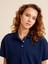 Kadın Lacivert Oversize Pamuklu Polo Yaka Basic Tişört 3
