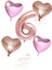 Rönesans Rose Gold Rakam Kalp ve Pembe Kalp Folyo Balon Seti Yaş 6 1