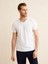 Erkek Beyaz Slim Fit Pamuklu Basic Tişört 1