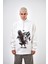 Erkek The Last Rebel Baskılı Yarım Fermuarlı Oversize Sweatshirt Ekru 1
