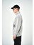 Erkek Yarım Fermuarlı Yıkamalı Oversize Sweatshirt Gri 3