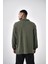 Erkek Yarım Fermuarlı Oversize Triko Haki 4