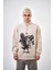 Erkek The Last Rebel Baskılı Yarım Fermuarlı Oversize Sweatshirt Ekru 1