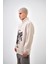 Erkek The Last Rebel Baskılı Yarım Fermuarlı Oversize Sweatshirt Ekru 2