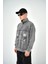Erkek Yarım Fermuarlı Yıkamalı Oversize Sweatshirt Gri 2