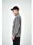 Erkek Yarım Fermuarlı Yıkamalı Oversize Sweatshirt Gri 3