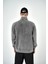Erkek Yarım Fermuarlı Yıkamalı Oversize Sweatshirt Gri 4