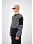 Erkek Çizgili Bisiklet Yaka Oversize Sweatshirt Bebe Mavi 2