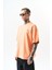 Erkek Respire Yazı Detaylı Oversize T-Shirt Şeftali 2