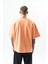 Erkek Respire Yazı Detaylı Oversize T-Shirt Şeftali 3