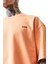 Erkek Respire Yazı Detaylı Oversize T-Shirt Şeftali 4