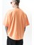 Erkek Respire Yazı Detaylı Oversize T-Shirt Şeftali 5