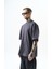 Erkek Respire Yazı Detaylı Oversize T-Shirt Füme 2