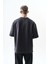 Erkek Respire Yazı Detaylı Oversize T-Shirt Füme 3