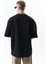 Erkek Respire Yazı Detaylı Oversize T-Shirt Siyah 3