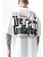 Erkek Godfather Baskılı Oversize T-Shirt Beyaz 5