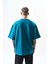 Erkek Respire Yazı Detaylı Oversize T-Shirt Petrol 3