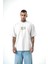 Erkek Ornaments Baskılı Oversize T-Shirt Beyaz 1