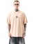 Erkek 13 Baskılı Oversize T-Shirt Bej 2