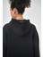 Kadın Basic Oversize Crop Hoodie Lacivert 4