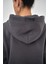 Kadın Basic Oversize Crop Hoodie Lacivert 4