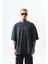 Erkek Snake Baskılı Yıkamalı Oversize T-Shirt Siyah 1