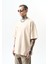 Erkek Godfather Baskılı Oversize T-Shirt Bej 2