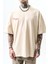 Erkek Godfather Baskılı Oversize T-Shirt Bej 4