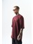 Erkek Snake Baskılı Yıkamalı Oversize T-Shirt Bordo 2