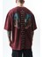 Erkek Snake Baskılı Yıkamalı Oversize T-Shirt Bordo 5