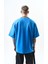 Erkek California Baskılı Oversize T-Shirt Mavi 4