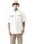 Erkek Yarım Fermuarlı Nakışlı Oversize T-Shirt Ekru 1