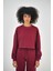 Kadın Basic Oversize Crop Sweatshirt Siyah 1