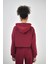 Kadın Basic Oversize Crop Hoodie Lacivert 3