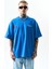 Erkek Godfather Baskılı Oversize T-Shirt Mavi 1
