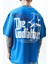 Erkek Godfather Baskılı Oversize T-Shirt Mavi 5