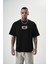 Erkek Ornaments Baskılı Oversize T-Shirt Siyah 1