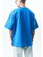 Erkek Respire Yazı Detaylı Oversize T-Shirt Mavi 5