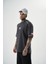 Erkek 22 Yazılı Nakışlı Oversize T-Shirt Füme 2