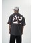 Erkek 22 Yazılı Nakışlı Oversize T-Shirt Füme 3