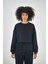 Kadın Basic Oversize Crop Sweatshirt Siyah 1