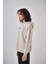 Kadın Minimalism Series Nakışlı Oversize Hoodie Ekru 2