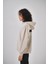 Kadın Minimalism Series Nakışlı Oversize Hoodie Ekru 3
