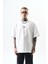 Erkek Eyes Baskılı Oversize T-Shirt Beyaz 1
