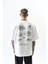 Erkek Eyes Baskılı Oversize T-Shirt Beyaz 3