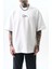 Erkek Eyes Baskılı Oversize T-Shirt Beyaz 4