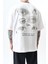Erkek Eyes Baskılı Oversize T-Shirt Beyaz 5