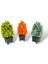 3lü Set Yapay Çiçek Bonsai Ağacı Kozalak Model Dekoratif Yapay Ağaç Bonzai 30*15 cm Siyah Kare Saksıda 2