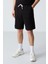 Siyah Pamuklu Kalın Yumuşak Dokulu Oversize Fit Basic Erkek Şort Takım - 85257 2
